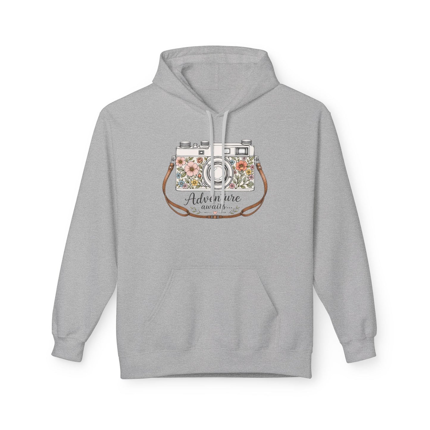 Adventure Camera Hoodie | Vintage Film Camera Illustration, Floral Travel Design