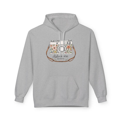 Adventure Camera Hoodie | Vintage Film Camera Illustration, Floral Travel Design