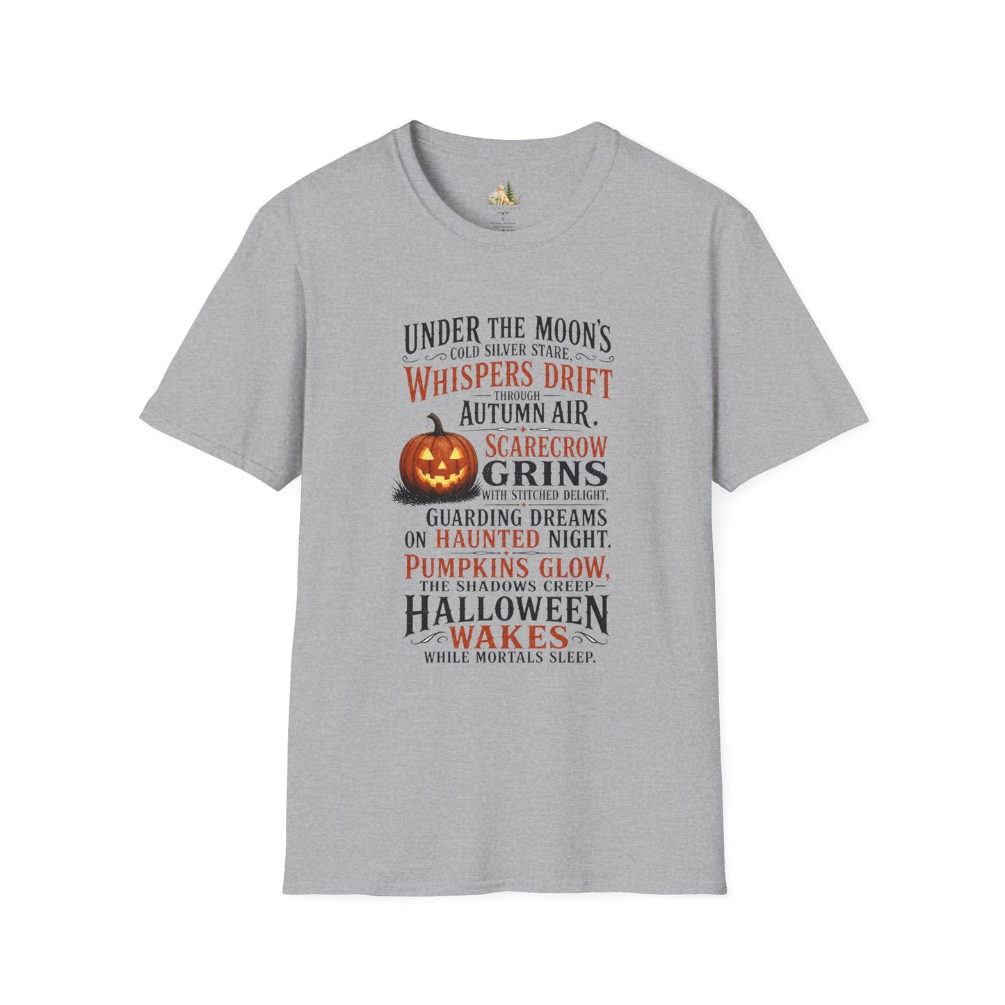 Halloween Pumpkin Poem T-Shirt — 'Under the Moon's Whispers Drift' Autumn Tee