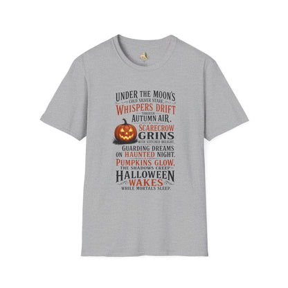 Halloween Pumpkin Poem T-Shirt — 'Under the Moon's Whispers Drift' Autumn Tee
