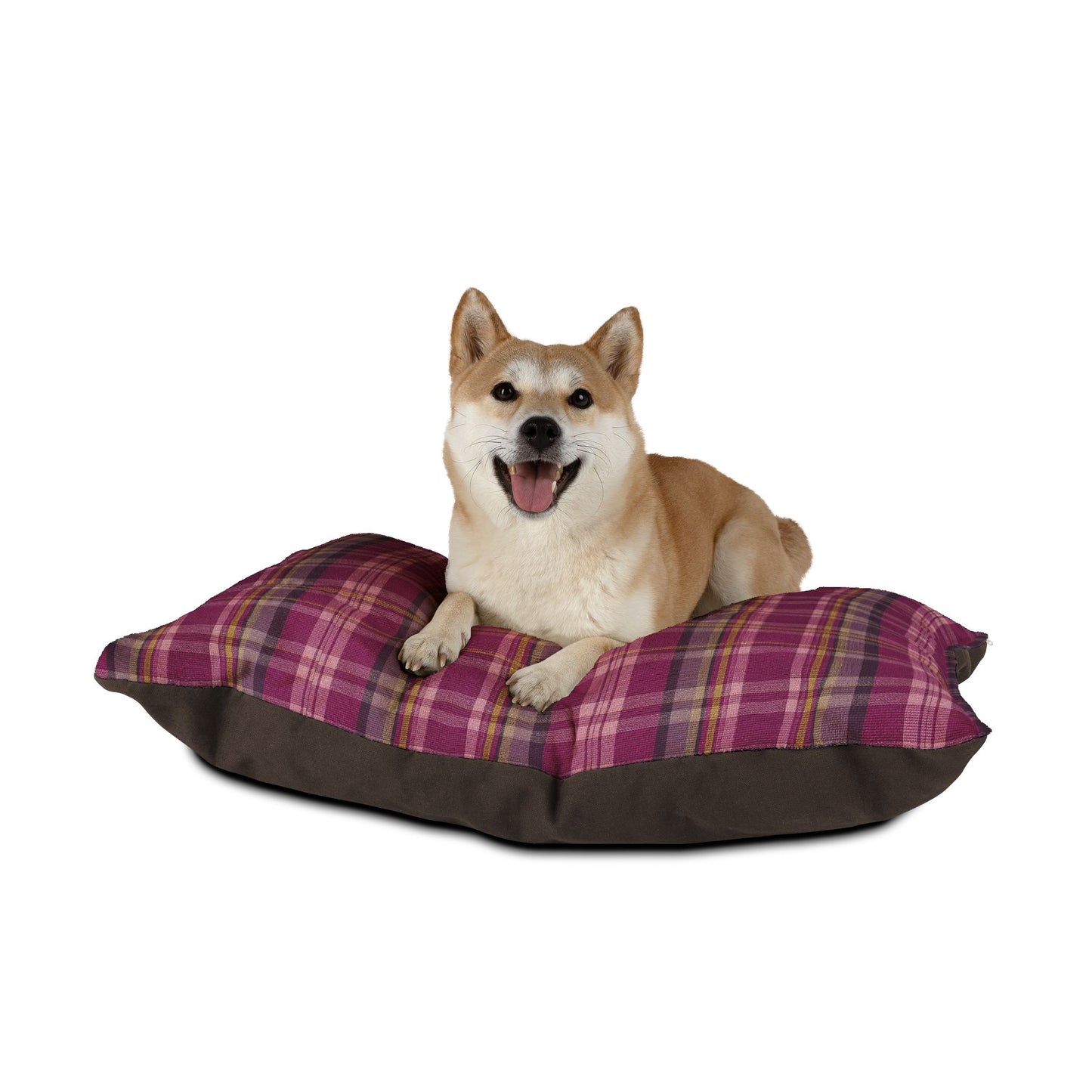 Plaid Fleece Pet Bed - Cozy Pink & Plum Check