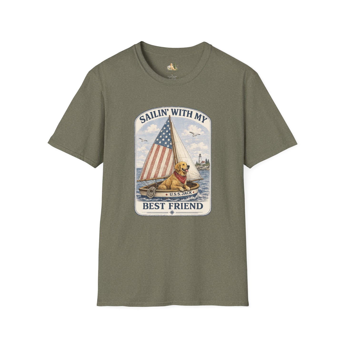 Sailin' With My Best Friend T-Shirt – Patriotic Labrador Dog Sailing Tee (Light Weight, Ultra Soft T-shirt)