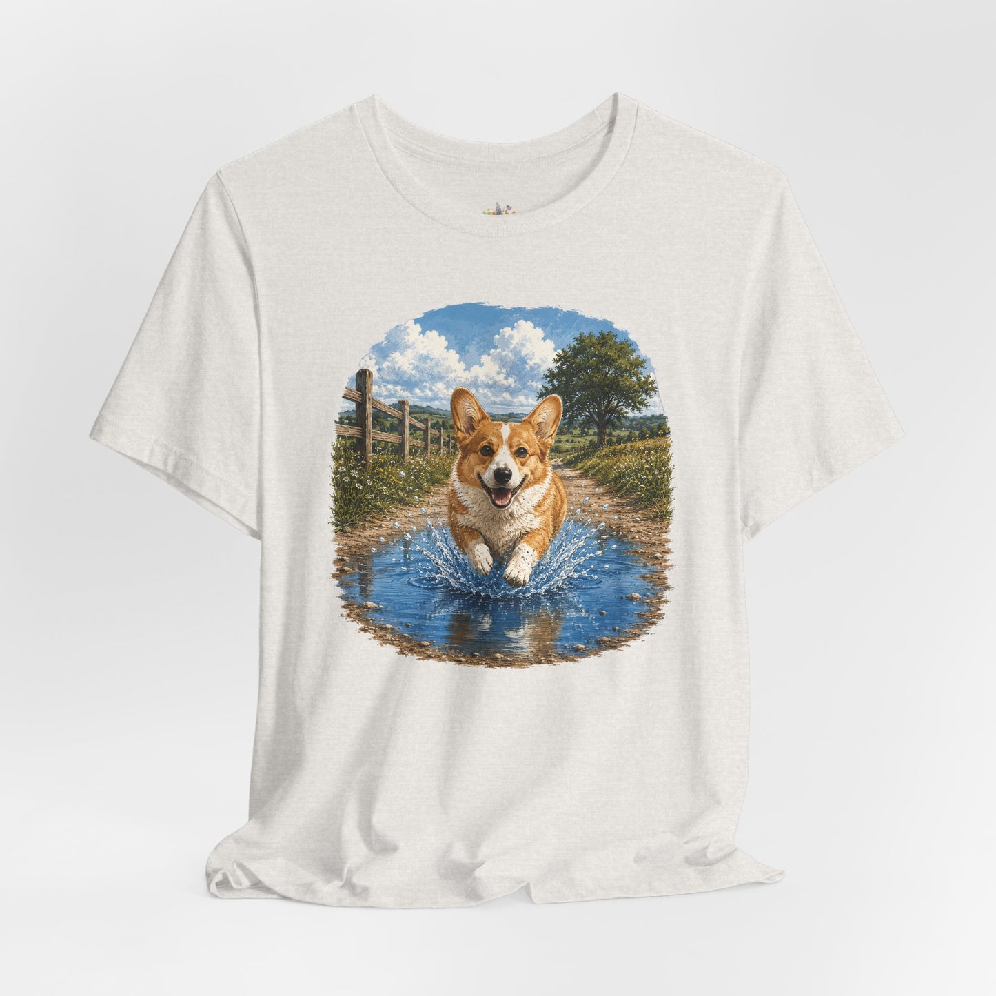 Corgi Splash T-Shirt — Playful Dog Graphic Tee