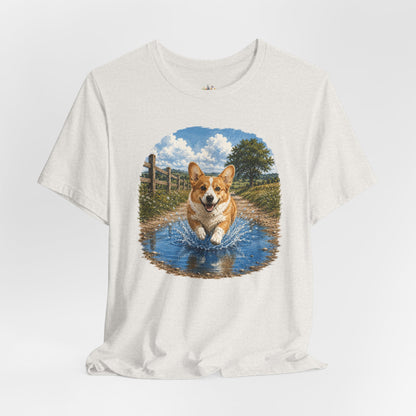 Corgi Splash T-Shirt — Playful Dog Graphic Tee