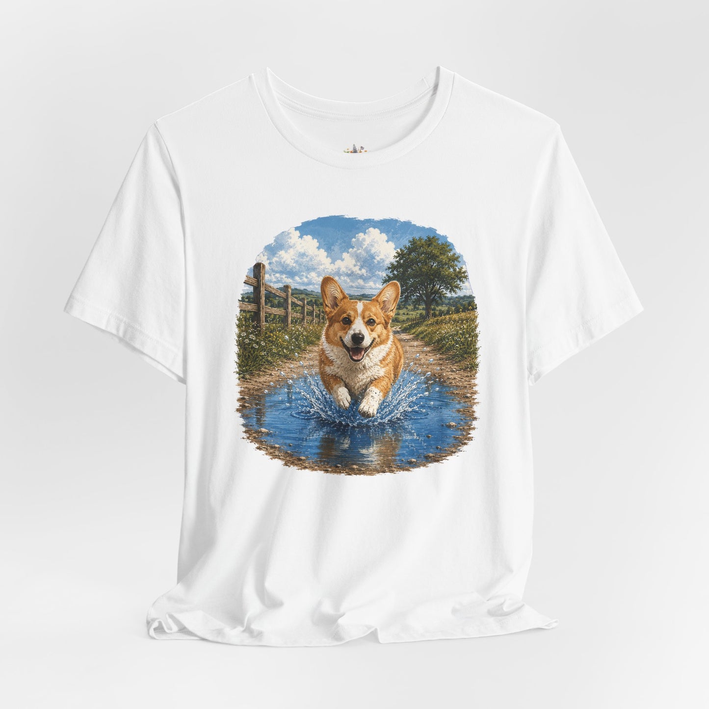 Corgi Splash T-Shirt — Playful Dog Graphic Tee