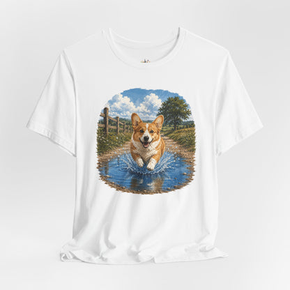 Corgi Splash T-Shirt — Playful Dog Graphic Tee