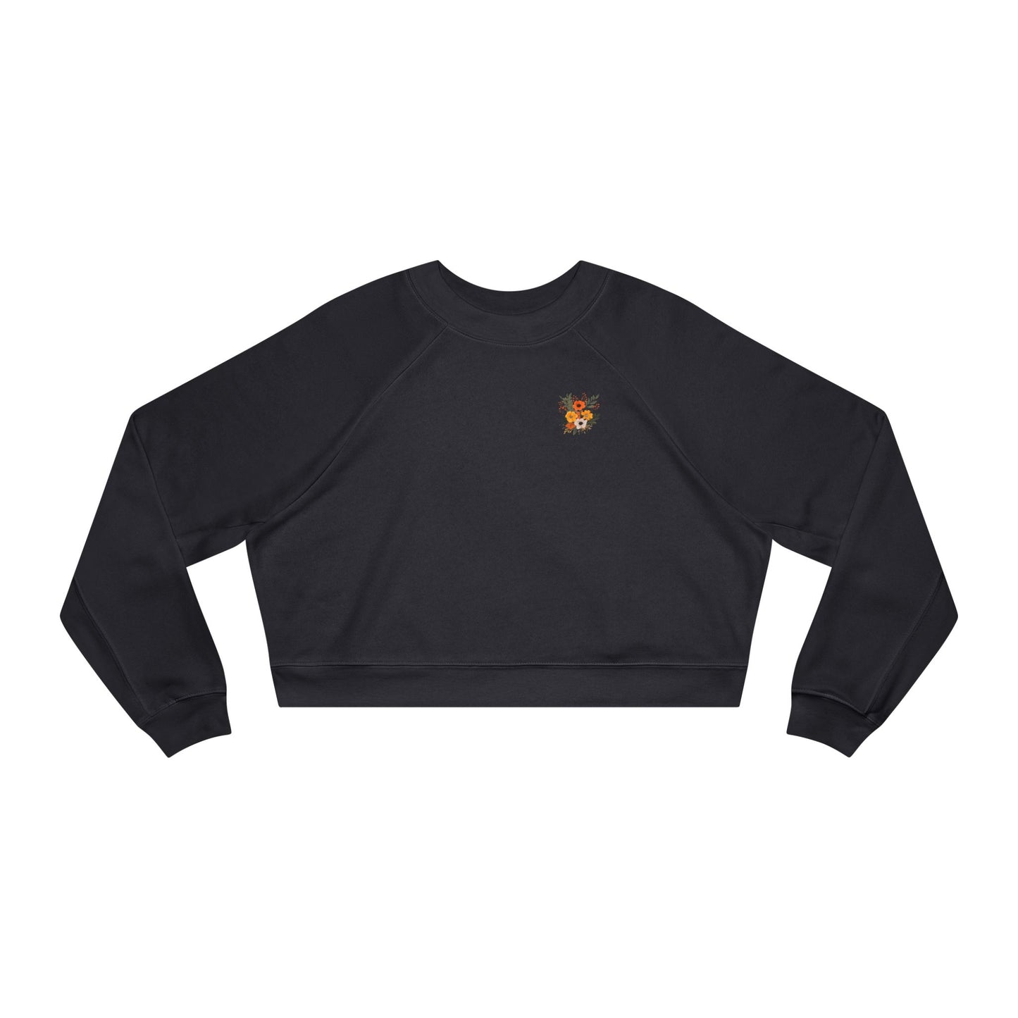 Cropped Pullover — Tiny Fiery Flowers Embroidered Fleece