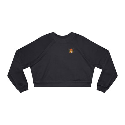Cropped Pullover — Tiny Fiery Flowers Embroidered Fleece