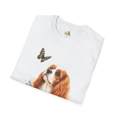 Cavalier King Charles T-Shirt — Watercolor Dog & Butterfly Graphic