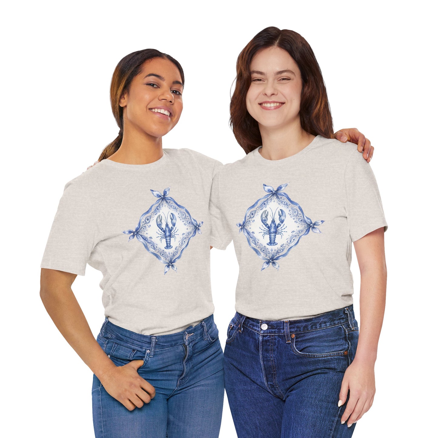 T-Shirt — Blue Delft Lobster Bandana Graphic Tee