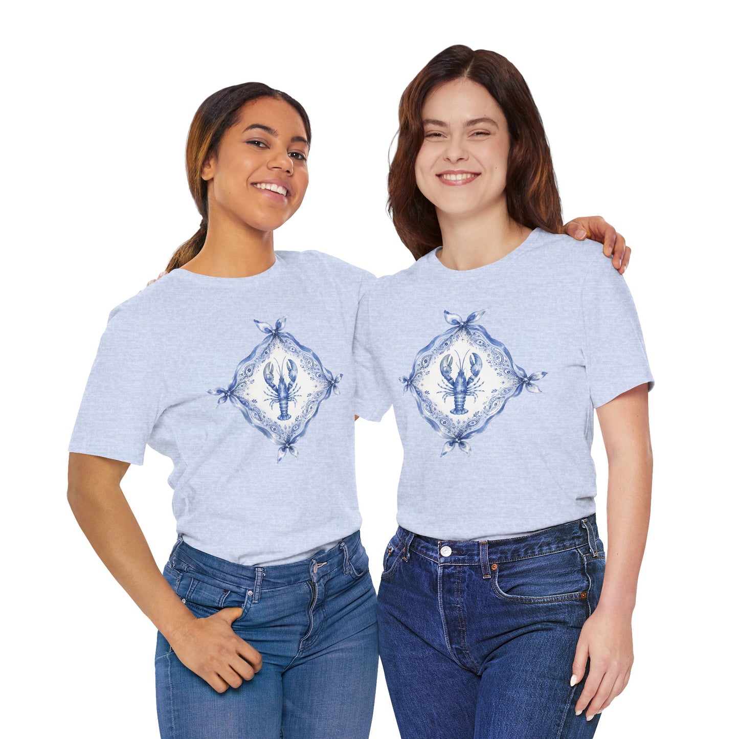T-Shirt — Blue Delft Lobster Bandana Graphic Tee