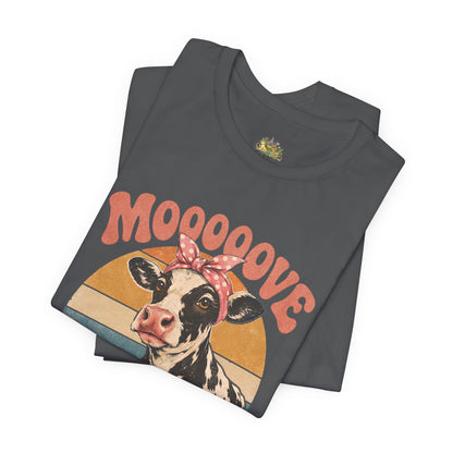 Moooove Over Cow Graphic Tee — Retro Farm Animal Shirt for Women & Men