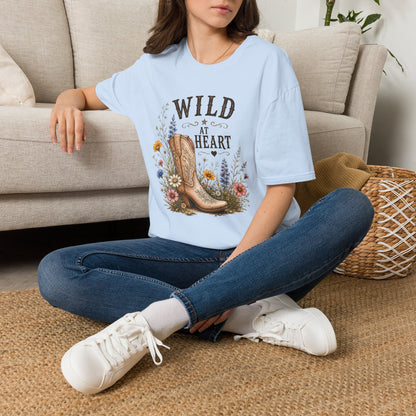 Wild at Heart Cowboy Boot T-Shirt – Floral Western Graphic Tee (Light Weight, Ultra Soft Tee)