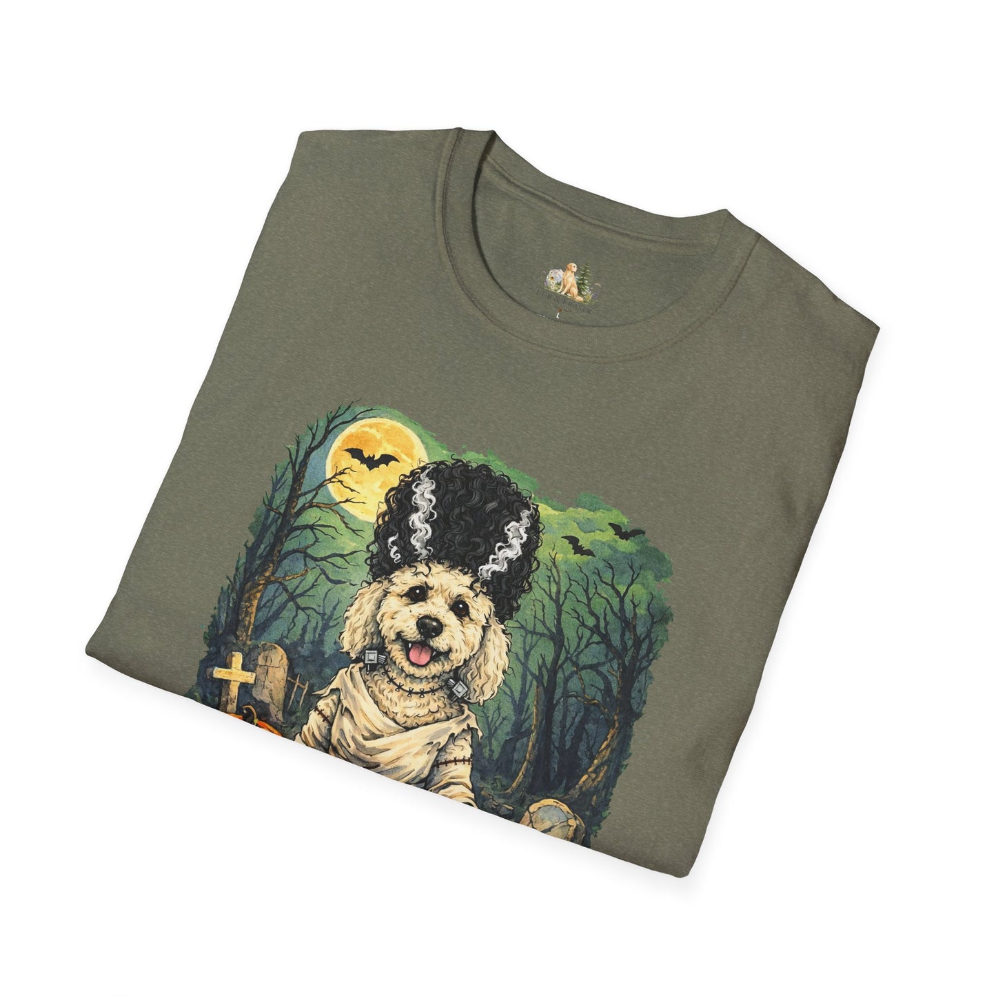 Unisex Halloween Dog Bride Of Barkenstein T-Shirt —What Tails Lurk Behind The Pines Collection