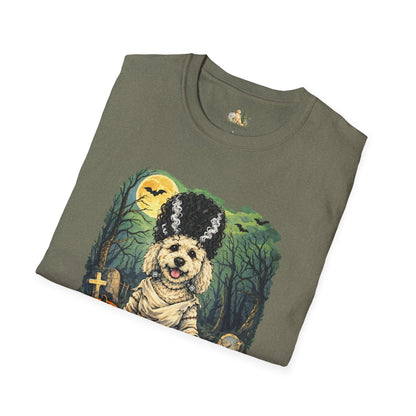 Unisex Halloween Dog Bride Of Barkenstein T-Shirt —What Tails Lurk Behind The Pines Collection