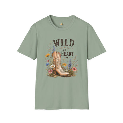 Wild at Heart Cowboy Boot T-Shirt – Floral Western Graphic Tee (Light Weight, Ultra Soft Tee)