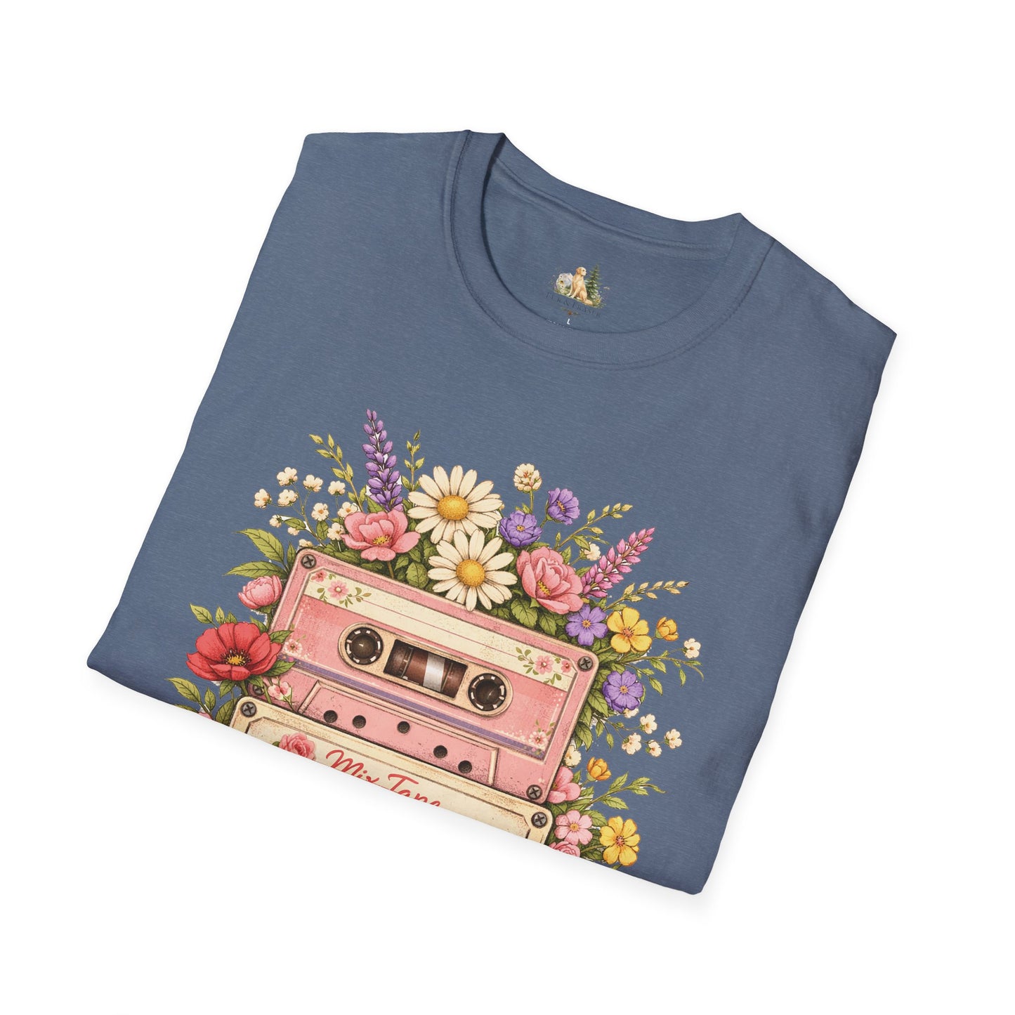 Retro Floral Cassette T-Shirt — Mix Tape Design for Music Lovers (Light Weight Ulta Soft Tee)