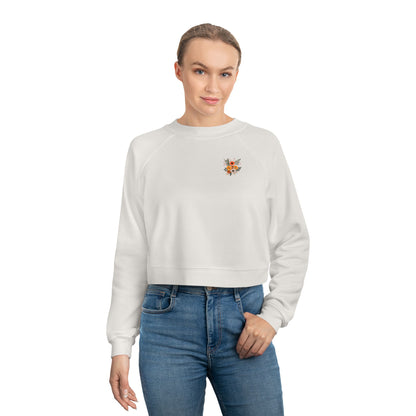 Cropped Pullover — Tiny Fiery Flowers Embroidered Fleece