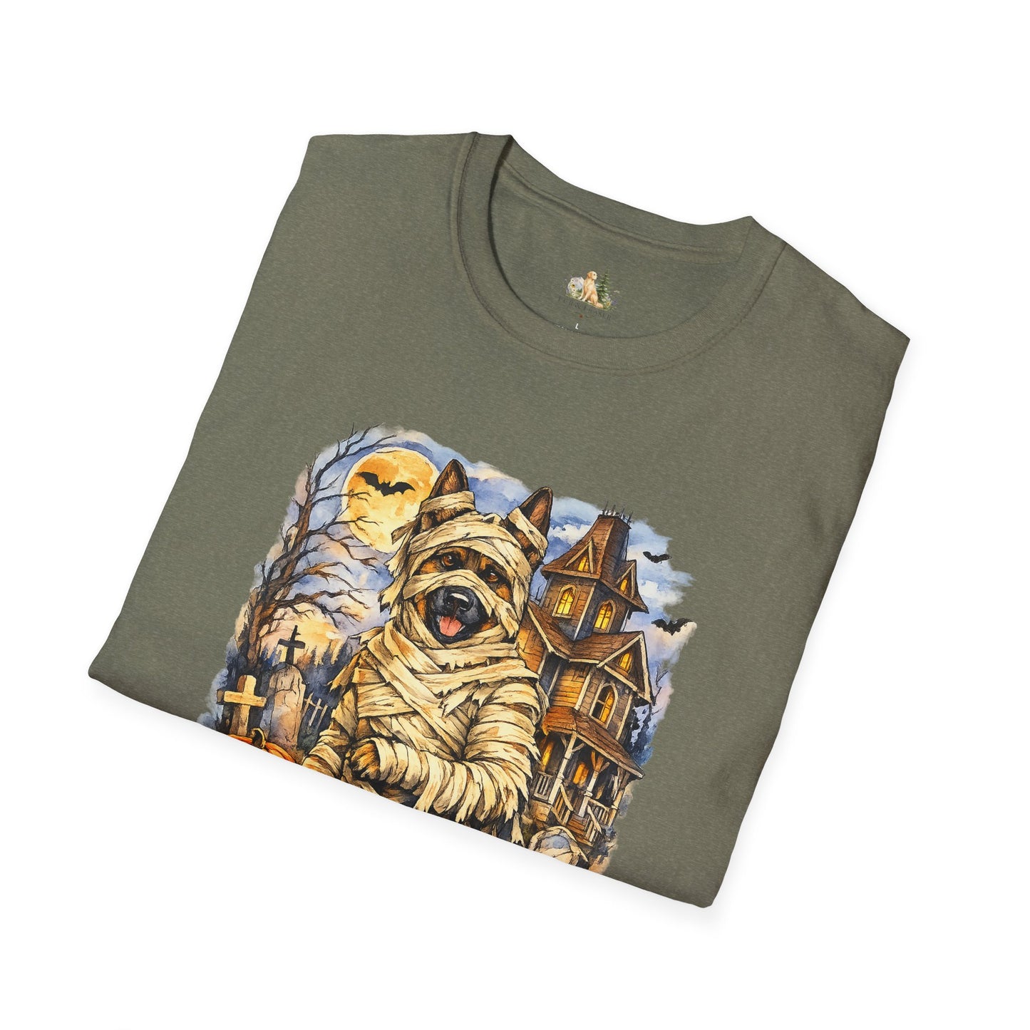 Unisex Mummy German Shepherd Halloween T-Shirt - What Tails Lurk Behind The Pines Collection