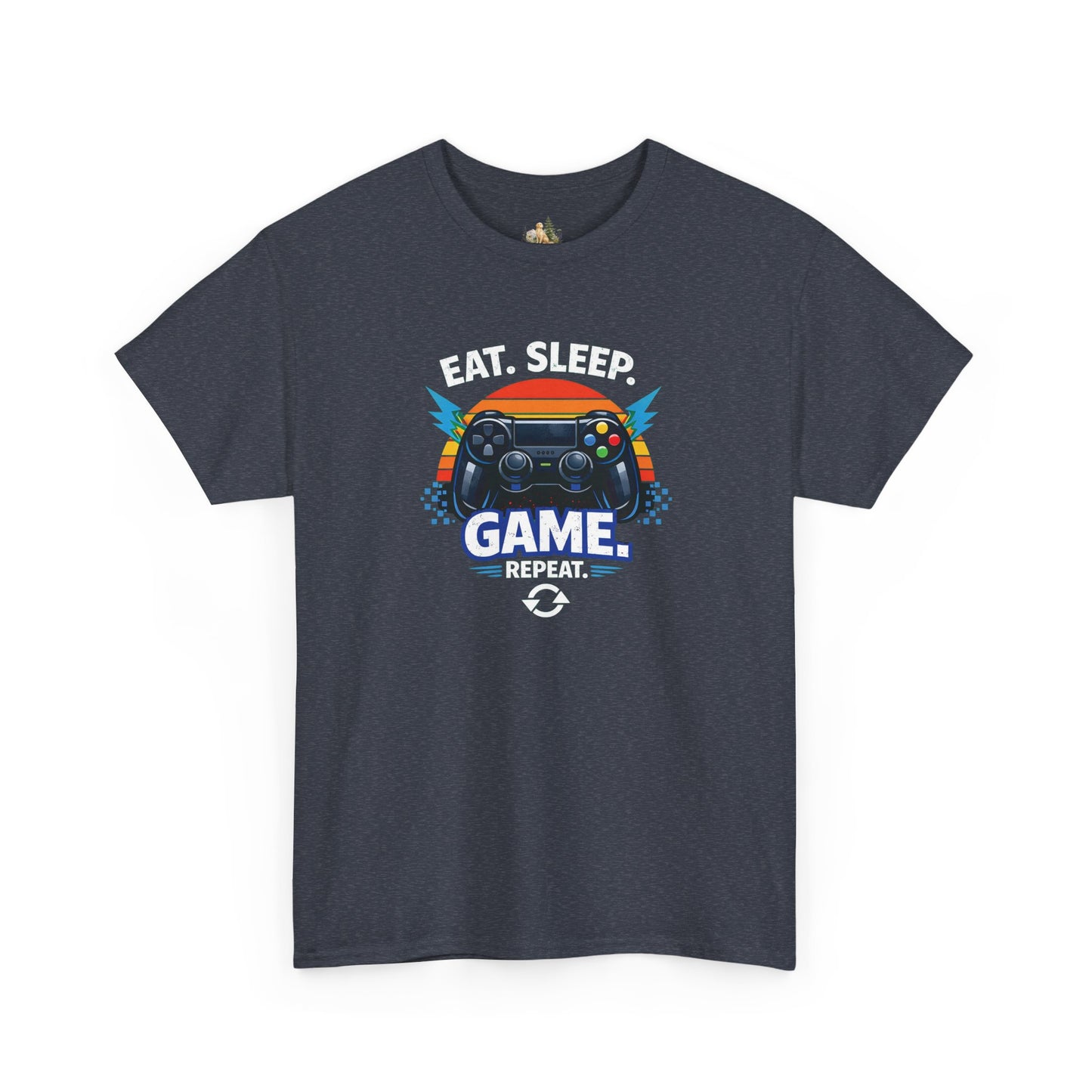 Gaming Controller Graphic Tee — "GAME" Retro Sunset Video Game T-Shirt (Heavy Weight Tee)