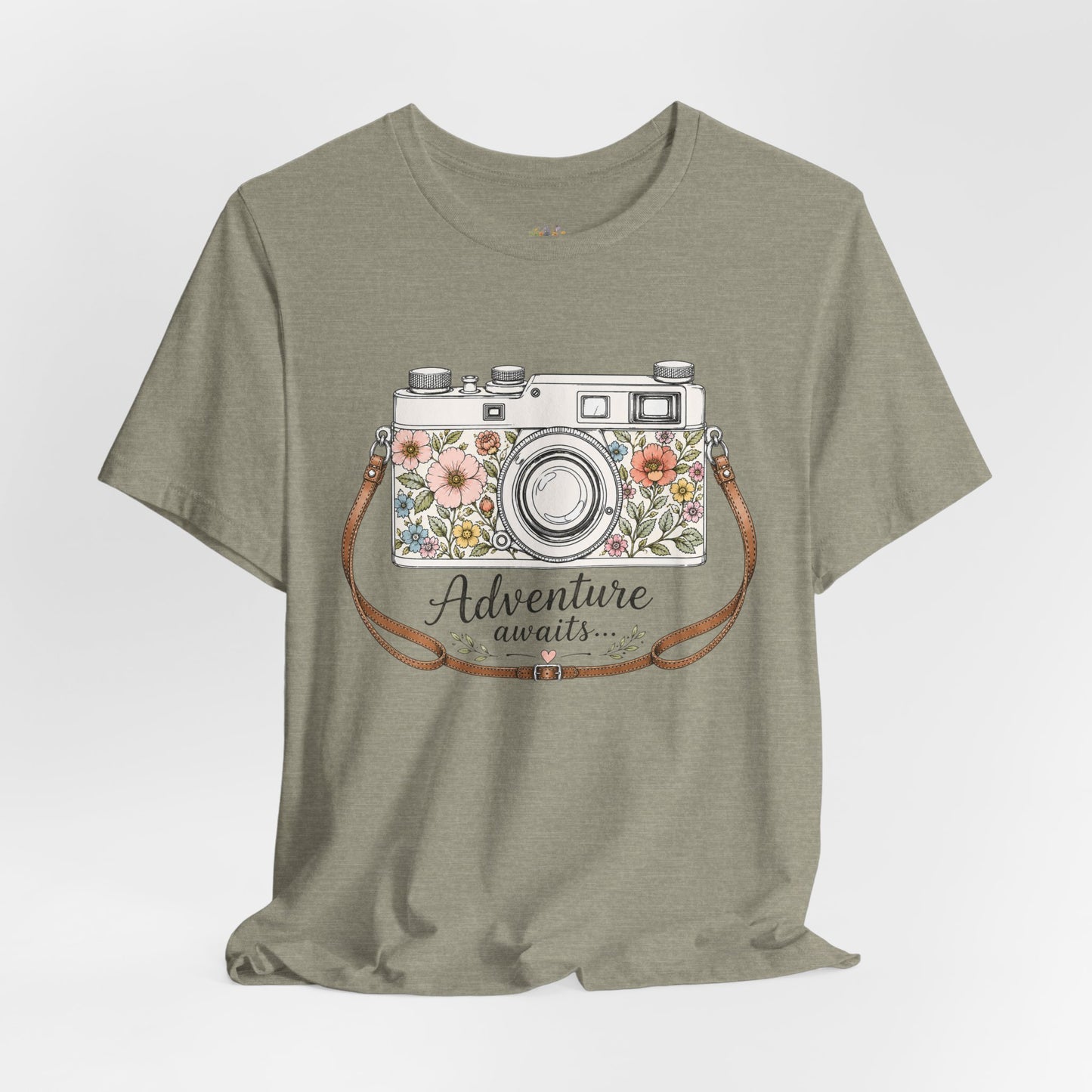 Floral Vintage Camera Adventure Awaits T-Shirt | Photography Travel Tee