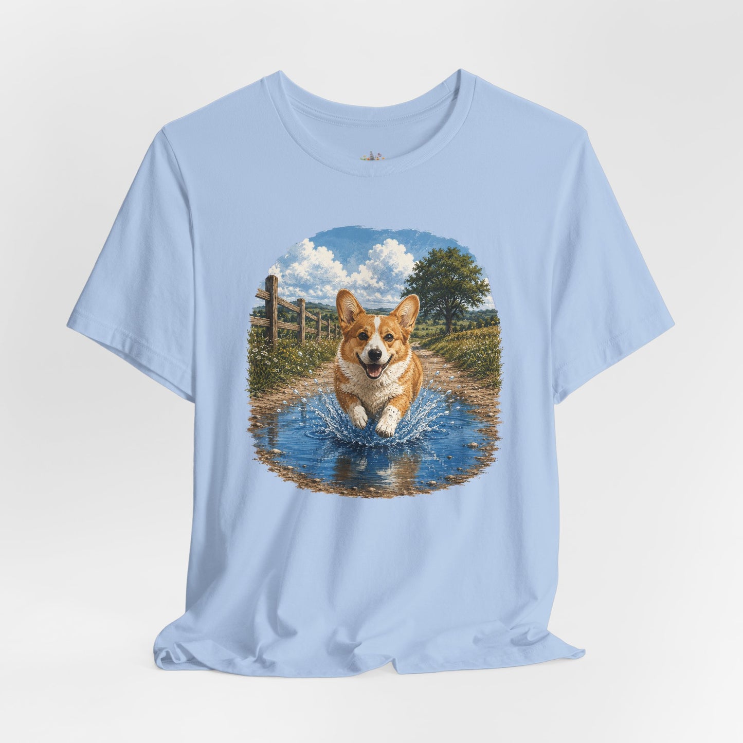 Corgi Splash T-Shirt — Playful Dog Graphic Tee