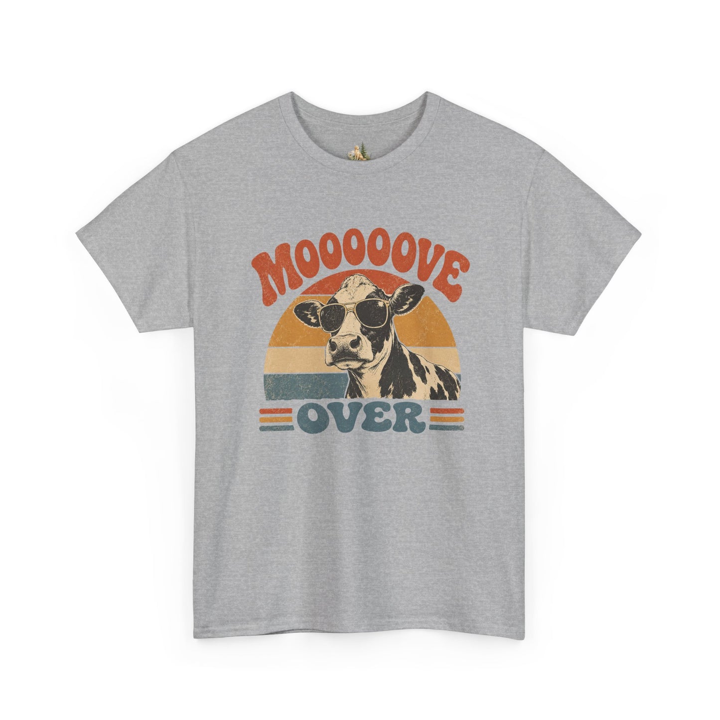Mooove Over Cow Tee – Retro Vintage Farm Animal Graphic T-Shirt (Heavy Weight Tee)