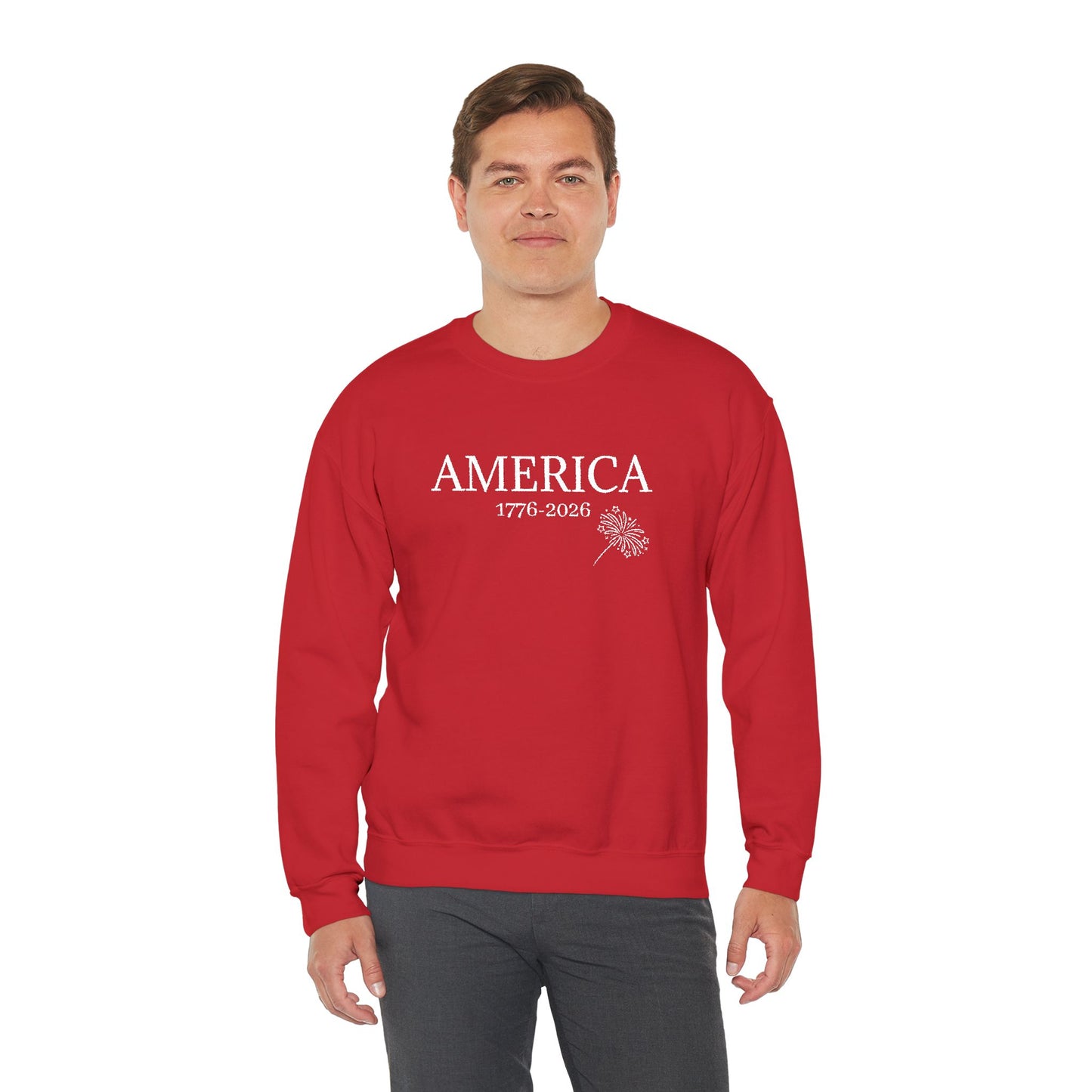 Unisex Embroidered America 1776-2026 Unisex Crewneck Sweatshirt — Patriotic Design