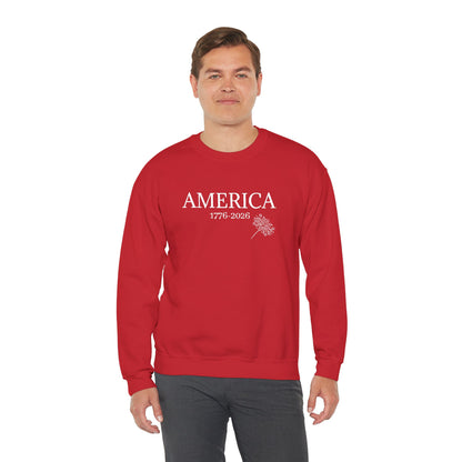 Unisex Embroidered America 1776-2026 Unisex Crewneck Sweatshirt — Patriotic Design