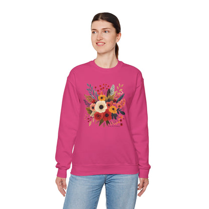 Floral Bouquet Crewneck Sweatshirt — Autumn Wildflower Graphic