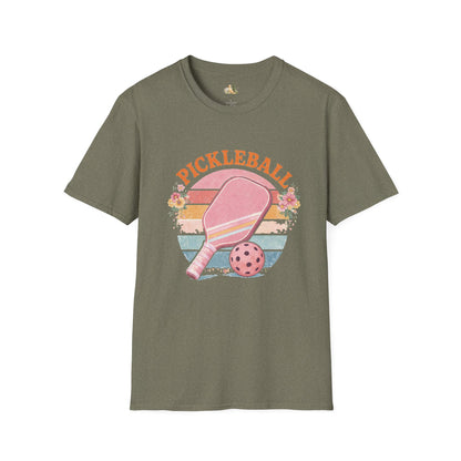 Pickleball Retro Paddle T‑Shirt — Vintage Floral Pickleball Tee Light Weight, Ultra Soft Tee