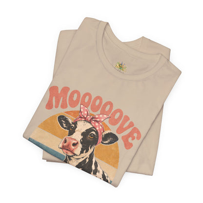 Moooove Over Cow Graphic Tee — Retro Farm Animal Shirt for Women & Men