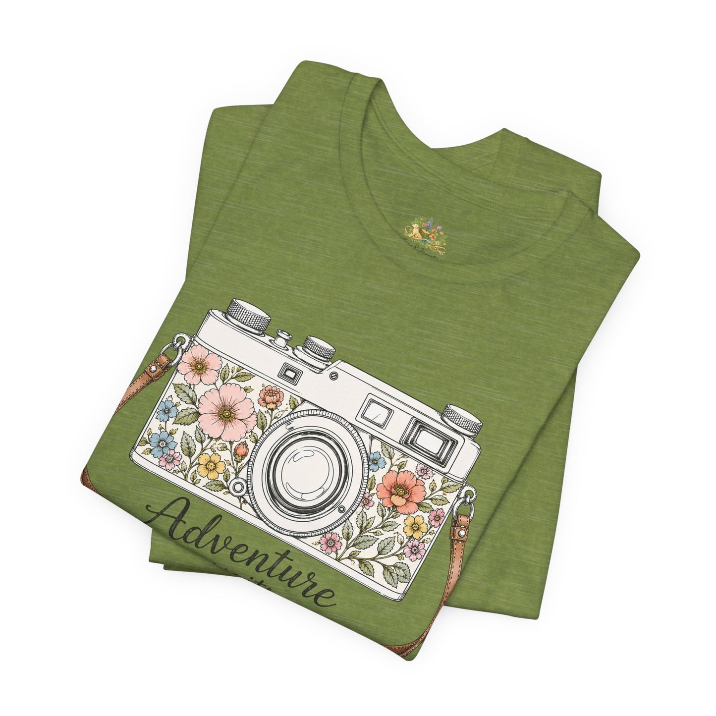 Floral Vintage Camera Adventure Awaits T-Shirt | Photography Travel Tee