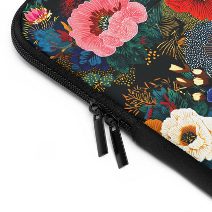 Floral Night Laptop Sleeve — Colorful Poppy Garden Protective Case