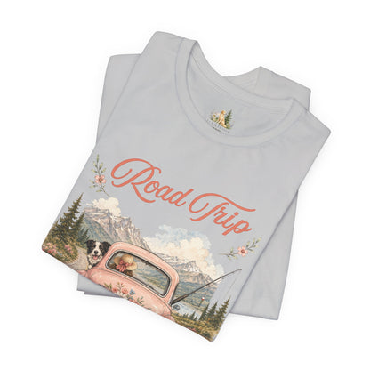 Road Trip Vintage Car T-Shirt — Retro Floral Scenic Drive Tee