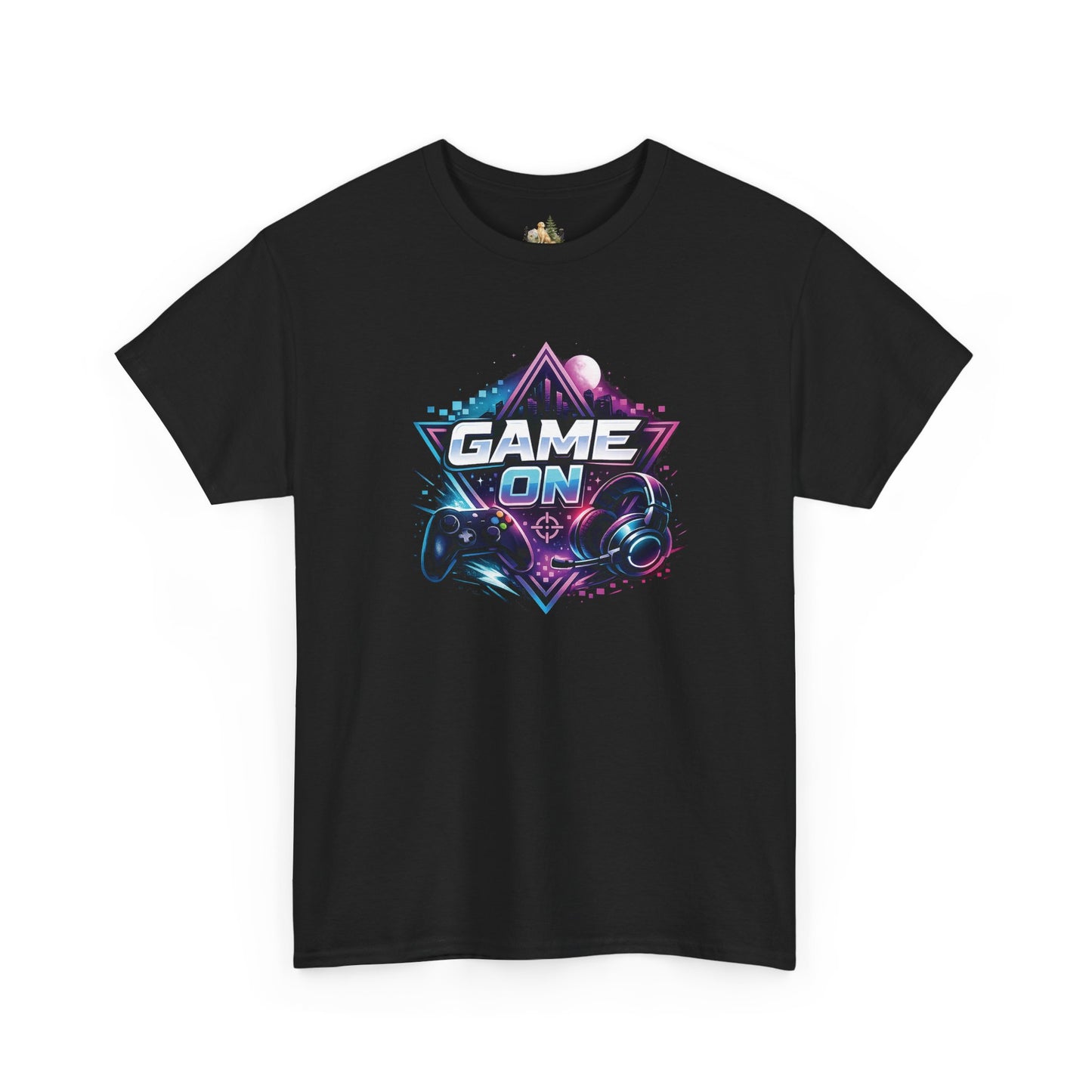 Game On T-Shirt — Retro Neon Gamer Tee with Controller Graphic (Heavy Weight Tee)