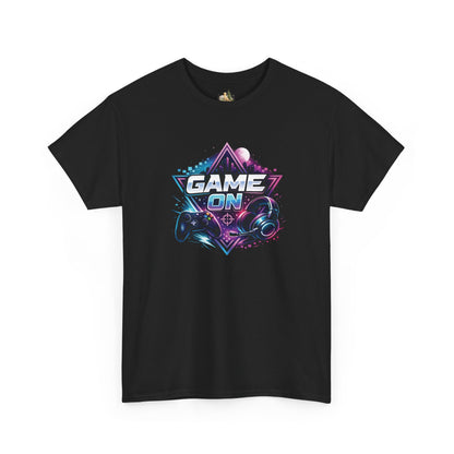 Game On T-Shirt — Retro Neon Gamer Tee with Controller Graphic (Heavy Weight Tee)