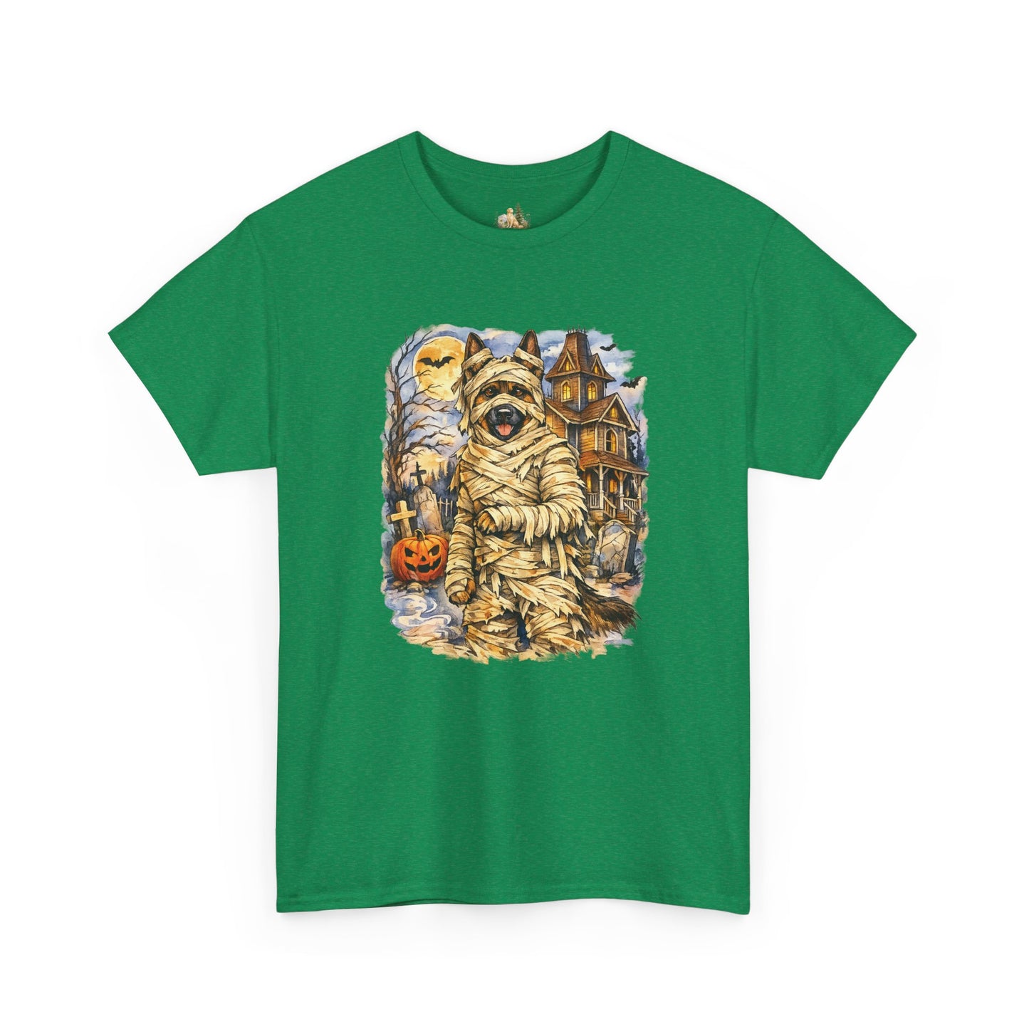 Unisex Mummy German Shepherd Halloween T-Shirt - What Tails Lurk Behind The Pines Collection (Heavy Weight Tee)