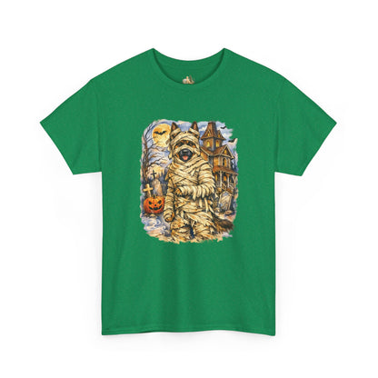 Unisex Mummy German Shepherd Halloween T-Shirt - What Tails Lurk Behind The Pines Collection (Heavy Weight Tee)