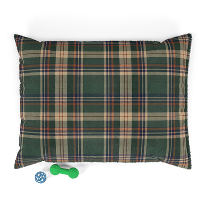 Plaid Cozy Pet Bed — Green Flannel Dog & Cat Cushion 40"x30"