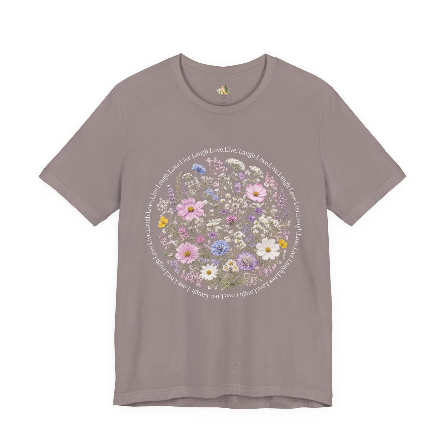 Wildflower Circle T-Shirt — Floral 'Love' Typography Tee