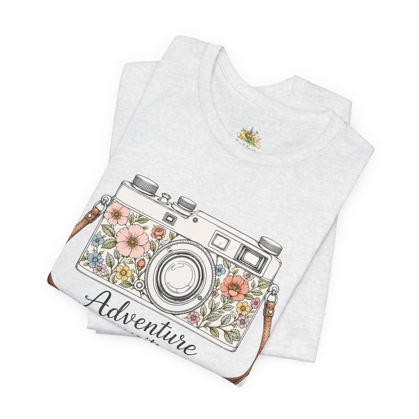 Floral Vintage Camera Adventure Awaits T-Shirt | Photography Travel Tee