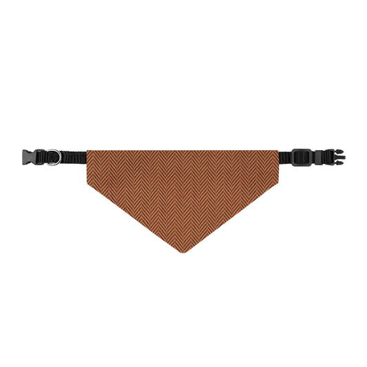 Brown Herringbone Clip-On Pet Bandana — Cozy Fall Dog & Cat Accessory