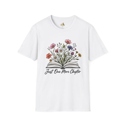 Floral Book Tee — “Just One More Chapter” Graphic T-Shirt