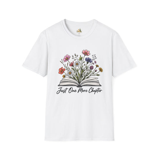Floral Book Tee — “Just One More Chapter” Graphic T-Shirt