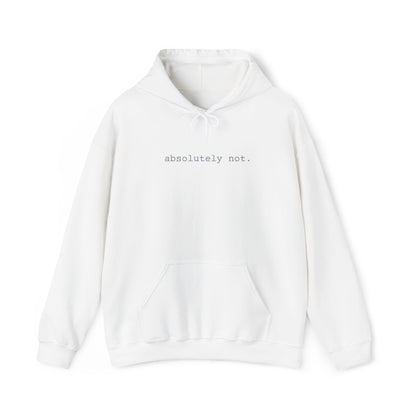 Minimal Embroidered 'absolutely not.' Hoodie - White Cozy Casual Sweatshirt