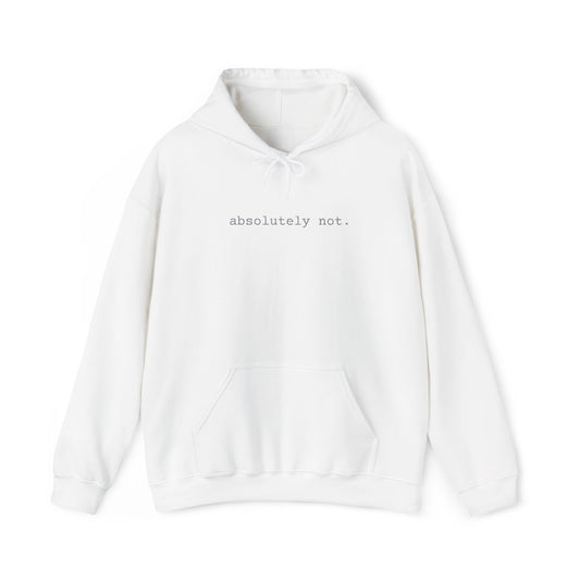 Minimal Embroidered 'absolutely not.' Hoodie - White Cozy Casual Sweatshirt