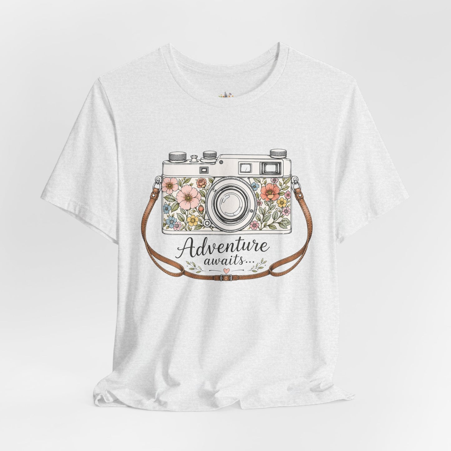 Floral Vintage Camera Adventure Awaits T-Shirt | Photography Travel Tee