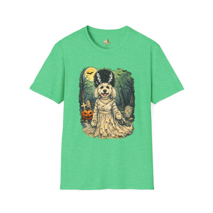 Unisex Halloween Dog Bride Of Barkenstein T-Shirt —What Tails Lurk Behind The Pines Collection
