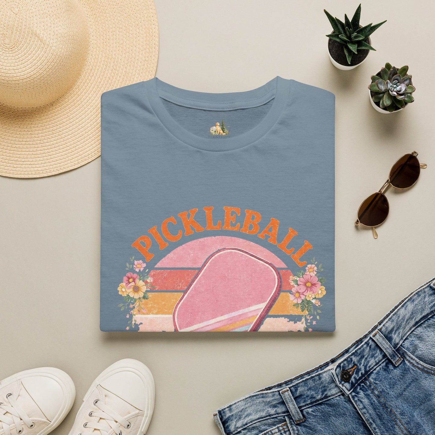 Pickleball Retro Paddle T‑Shirt — Vintage Floral Pickleball Tee Light Weight, Ultra Soft Tee